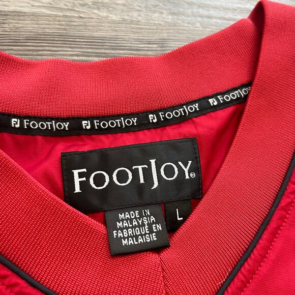 Footjoy Windbreaker Red Mens L Short Sleeve V-Neck  Sporty‎ Golf Jacket Light - Picture 3 of 8